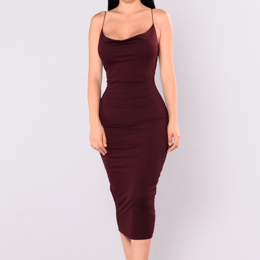 Fashion Nova Cecilia Red Midi Dress NEW WITH TAGS
